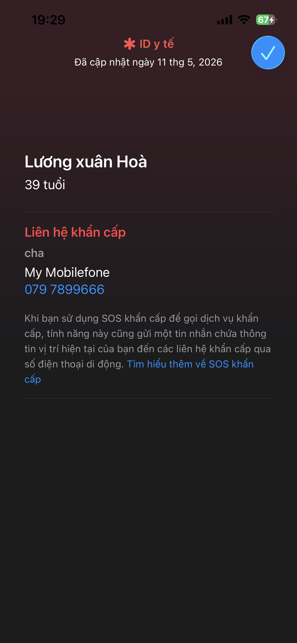 iOS Medical ID — gọi không cần mở khoá
